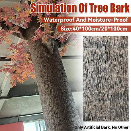 Simulation of Tree Bark Water Pipe Cover Decoration Realistic Texture Home Use - 40x100cm