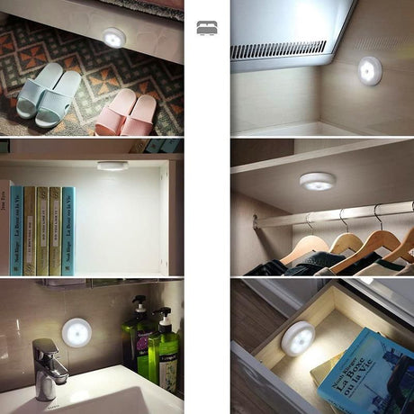 Led Motion Sensor Night Light Indoor Outdoor Battery Operated Stairs Hallway - 1PC White Warm