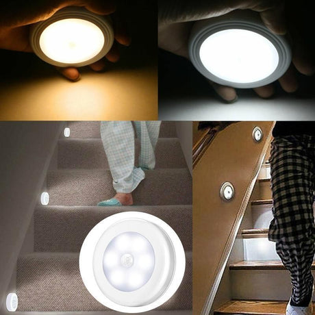 Led Motion Sensor Night Light Indoor Outdoor Battery Operated Stairs Hallway - 1PC White White