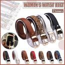 Ladies Leather Belt Classic Buckle Fashion Waist Strap for Jeans Dresses Casual - Black