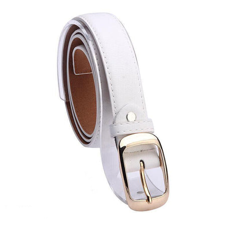 Ladies Leather Belt Classic Buckle Fashion Waist Strap for Jeans Dresses Casual - Black