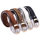 Ladies Leather Belt Classic Buckle Fashion Waist Strap for Jeans Dresses Casual - Coffee