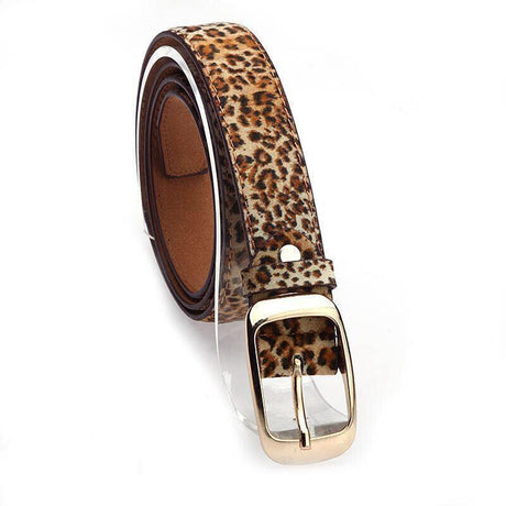 Ladies Leather Belt Classic Buckle Fashion Waist Strap for Jeans Dresses Casual - Coffee