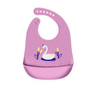 Silicone Waterproof Feeding Bib Apron with Pouch Easy to Clean Smock for Mealtime Use - Dinosaur