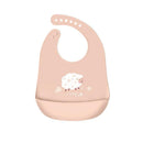Silicone Waterproof Feeding Bib Apron with Pouch Easy to Clean Smock for Mealtime Use - Dinosaur