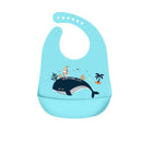 Silicone Waterproof Feeding Bib Apron with Pouch Easy to Clean Smock for Mealtime Use - Dinosaur