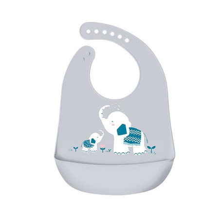 Silicone Waterproof Feeding Bib Apron with Pouch Easy to Clean Smock for Mealtime Use - Owl
