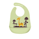 Silicone Waterproof Feeding Bib Apron with Pouch Easy to Clean Smock for Mealtime Use - Owl