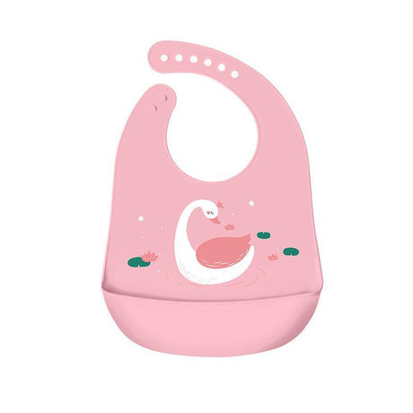 Silicone Waterproof Feeding Bib Apron with Pouch Easy to Clean Smock for Mealtime Use - Owl