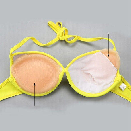 Triangle Push-Up Silicone Bra Inserts Breasts Pad Bikini Bra Cleavage Enhancers - Beige-Big