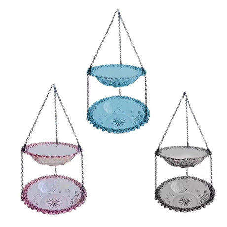Outdoor Hanging Bird Feeder Bath Garden Patio Decoration for Attracting Birds - Grey
