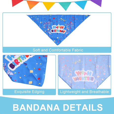 Pet Birthday Cake Hat and Triangle Towel combination Fun Party Dress Up for Pets - Blue