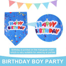 Pet Birthday Cake Hat and Triangle Towel combination Fun Party Dress Up for Pets - Blue
