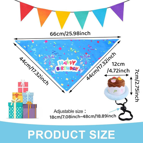 Pet Birthday Cake Hat and Triangle Towel combination Fun Party Dress Up for Pets - Pink