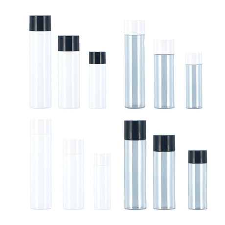 50/100/150ml Plastic Toner Lotion Bottles Refillable Travel Cosmetic Containers - White Lid + Transparent Bottle - 100ml