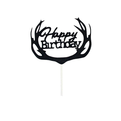 Happy Birthday Cake Topper Colour Printed Acrylic Party Decorations - Gold-Bowknot
