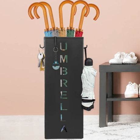 Umbrella Bucket Storage Cylinder Square Storing Umbrellas Home Office Organizer - White