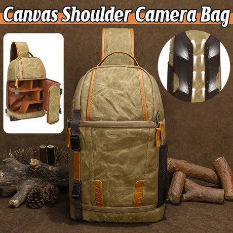Canvas Shoulder Camera Bag Waterproof Durable for DSLR Mirrorless Cameras Lens