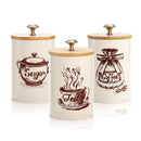 3PCS Bamboo Lid Sealed Storage Jar Coffee Sugar Tea Container for Home Use