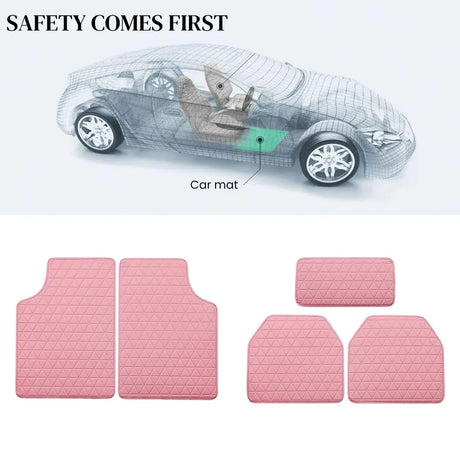 5Pcs Car Floor Mat Universal PVC Leather Carpet Vehicle Protective Floor Mat