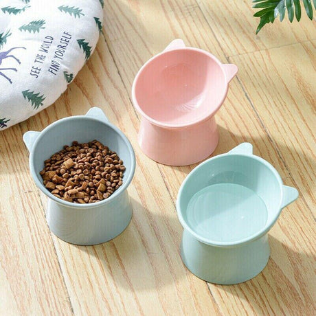 Elevated Pet Bowl Cat Dog Feeder Food Water High-Foot Anti Vomiting Tilted Bowl - Green