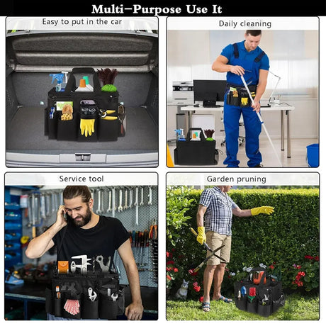 Multi Function Large Capacity Cleaning Tool Storage Bag with Adjustable Strap