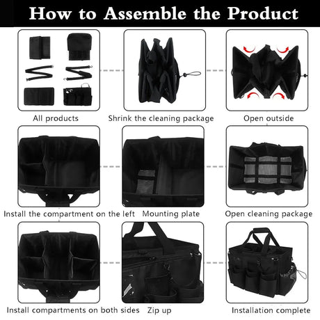Multi Function Large Capacity Cleaning Tool Storage Bag with Adjustable Strap