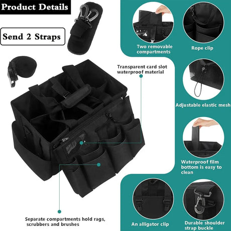 Multi Function Large Capacity Cleaning Tool Storage Bag with Adjustable Strap