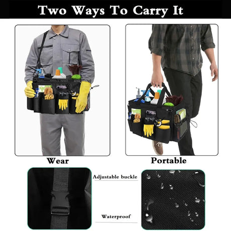 Multi Function Large Capacity Cleaning Tool Storage Bag with Adjustable Strap