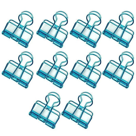 Solid Color Hollow Out Swallowtail Metal Binder Bookmark Clips Office Supplies - Blue