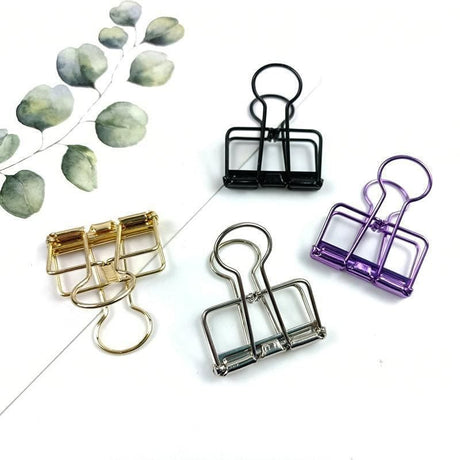 Solid Color Hollow Out Swallowtail Metal Binder Bookmark Clips Office Supplies - Blue