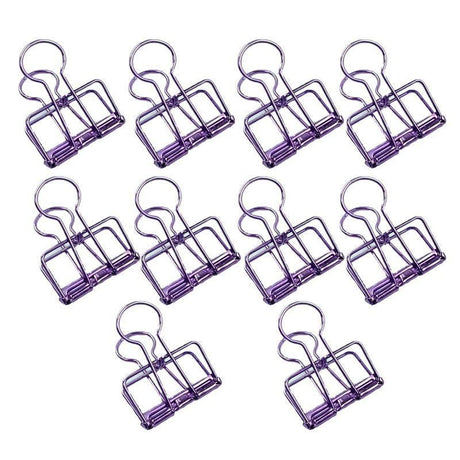 Solid Color Hollow Out Swallowtail Metal Binder Bookmark Clips Office Supplies - Purple