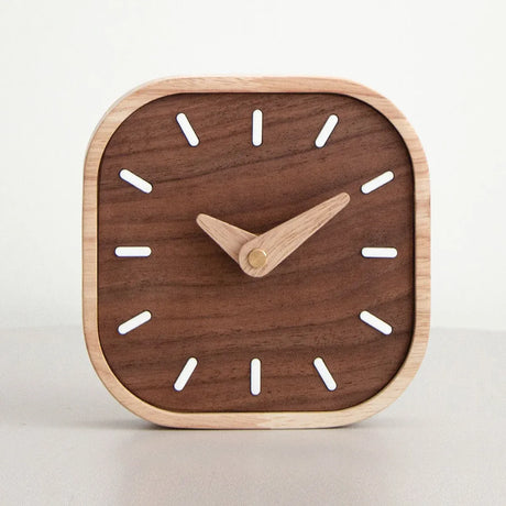 Quiet Running Solid Black Walnut Wood Desk Clock Small Table Clock Home Decor