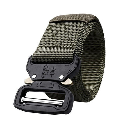 Mens Canvas Outdoor Tactical Belt Heavy Duty Army Waist Web Strap Waistband Hot - Khaki