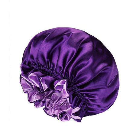 Womens Satin Sleep Cap Bonnet Elastic Wide Band Hair Sleeping Hat - Red