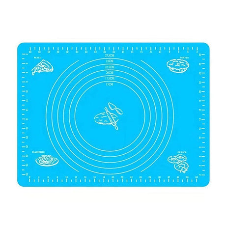 Blue Reusable Non-Stick Silicone Rolling Dough Mat Cake Pastry Baking Fondant Sheet - 40*30cm