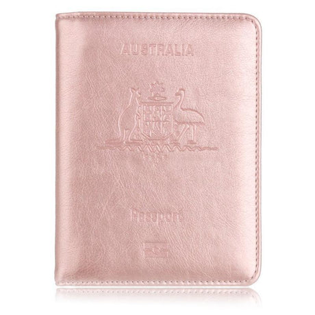 RFID Passport Holder Slim Leather Travel Wallet ID Card Cover Case for Men Women - Blue