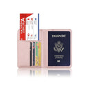 RFID Passport Holder Slim Leather Travel Wallet ID Card Cover Case for Men Women - Brown