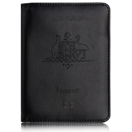 RFID Passport Holder Slim Leather Travel Wallet ID Card Cover Case for Men Women - Brown