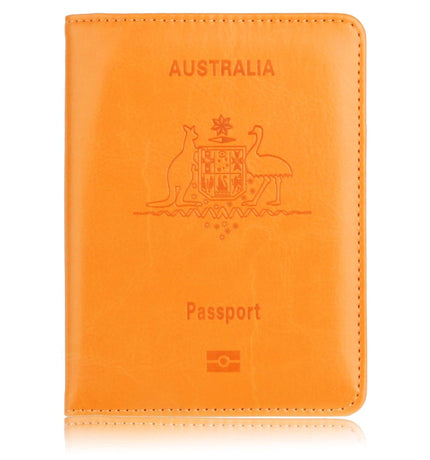 RFID Passport Holder Slim Leather Travel Wallet ID Card Cover Case for Men Women - Brown