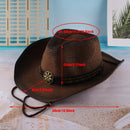 Outdoor Western Cowboy Hat Unisex Straw Hat Visor Hats Big Wide Brim Hat Summer - Coffee