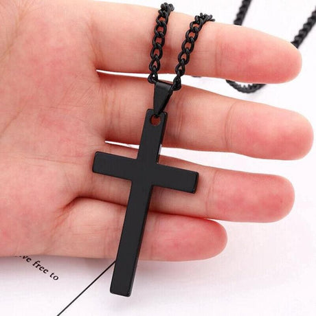Stainless Steel Cross Pendant Men Women Chain Necklace Religious Jewelry Au