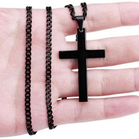 Stainless Steel Cross Pendant Men Women Chain Necklace Religious Jewelry Au