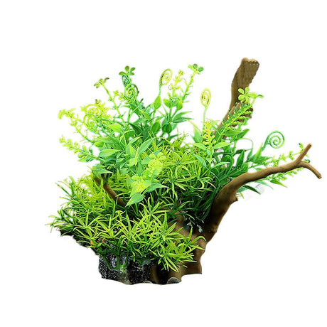 Aquarium Landscaping Decoration Artificial Wood and Plants Fish Tank Ornament - CM2503-Dark Red