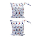 2PCS Cartoon Printed Diaper Bag Double Zipper Washable Storage Organizer - Blue Heart