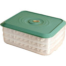 3/4 Layer Large Capacity Dumpling Box Sealed Fresh Wonton Storage Container - Green-4 Layer