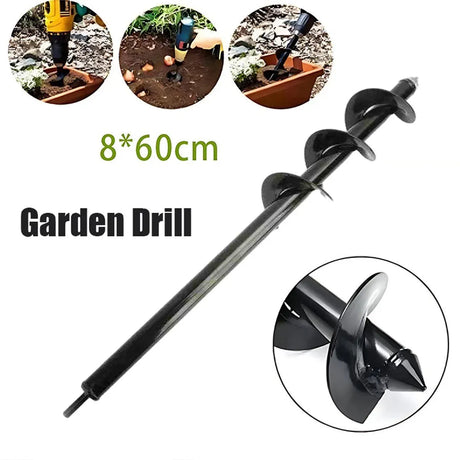 Power Garden Spiral Plant Auger Earth Planter Drill Bit Post Hole Digger Tool - 80*300MM (0.55kg)