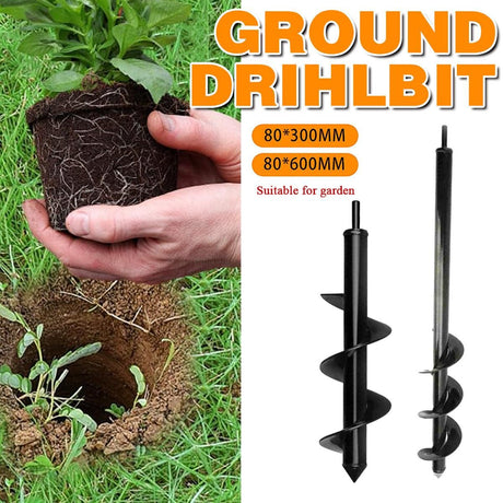 Power Garden Spiral Plant Auger Earth Planter Drill Bit Post Hole Digger Tool - 80*600MM (1kg)