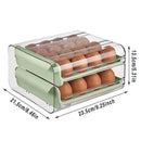 Double Layer Green Egg Storage Carton Drawer Fridge Organizer for Kitchen Use