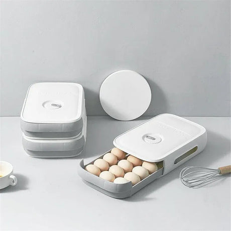 Drawer Type Eggs Tray Fruit Storage Box Kitchen Stacking Holder Food Container - Green